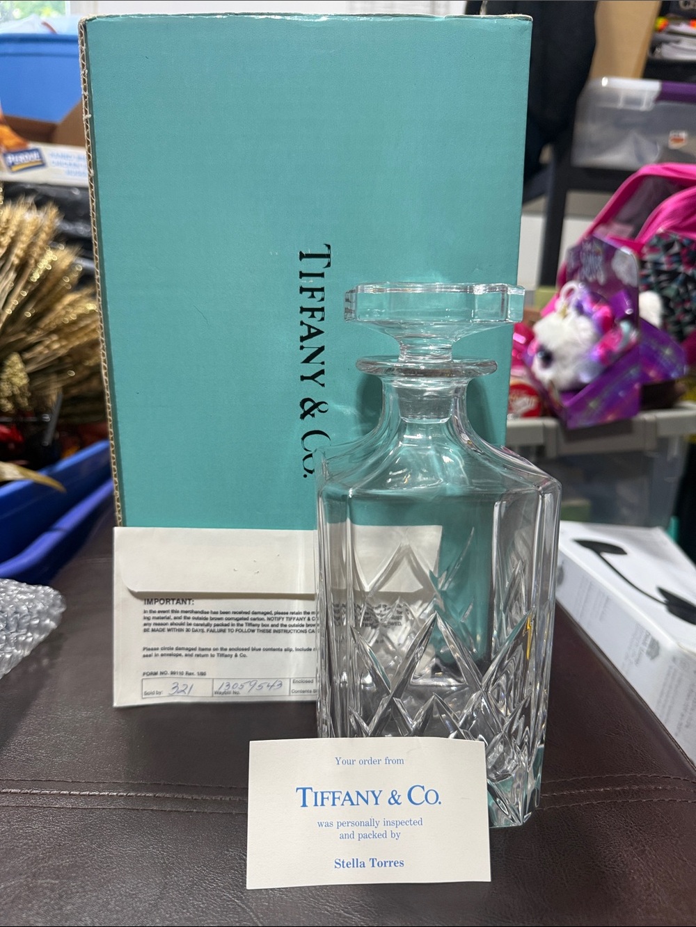Tiffany & Co. Clear Crystal Cut Glass Decanter with Stopper